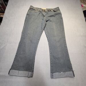 Out Jeans Women's Size 14 Blue Straight Leg Rolled Cuff Distressed Stretch Denim